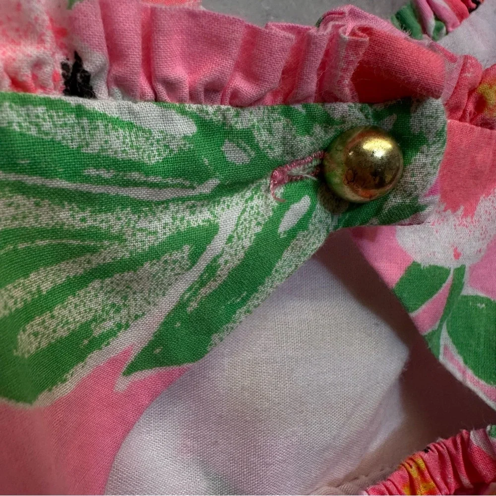 Tommy Bahama Dress Girls Sz 8 Hawaiian Floral Parrots Tropical Bird Crochet Trim - Picture 8 of 11